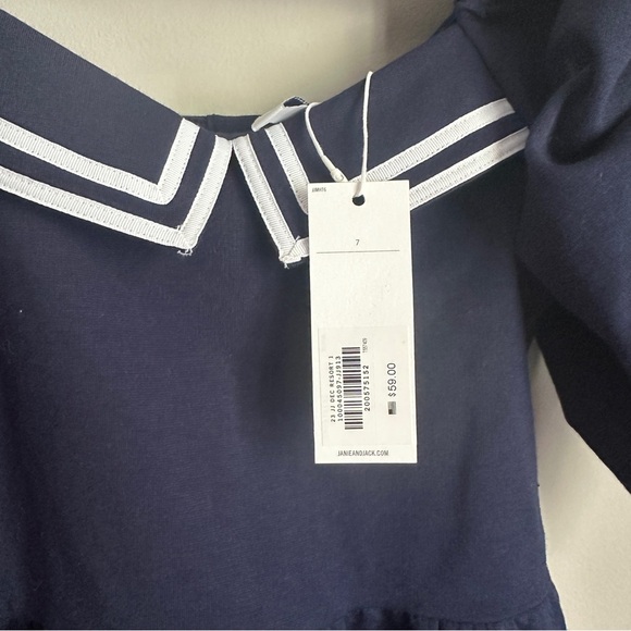 NWT Janie and Jack Nautical Sailor Maritime RUCHED SLEEVE PONTE DRESS Navy 7 - Picture 4 of 8